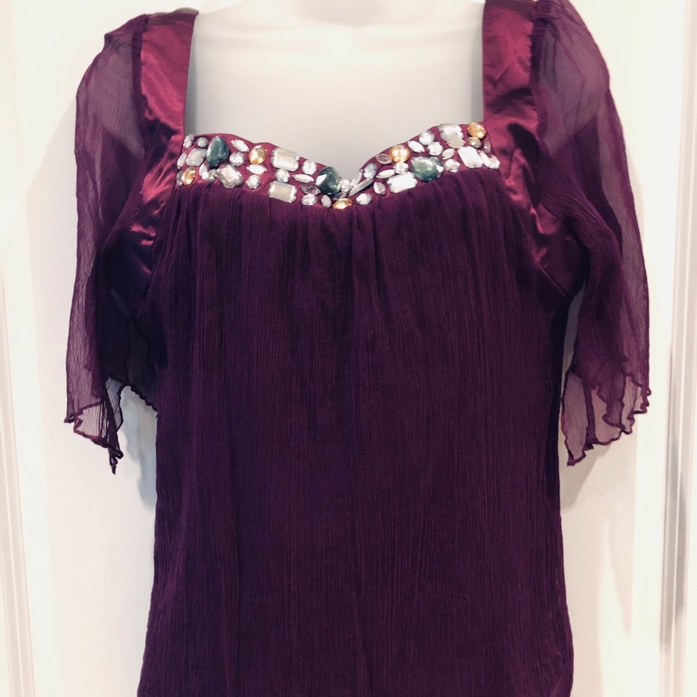 Sais Sauci Purple Top with Beading Size Large